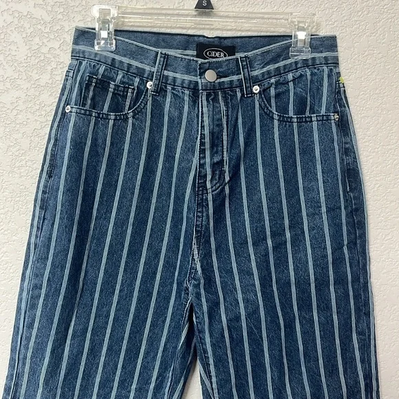 Cider Denim Pants Striped White and Blue size Medium - Picture 4 of 11
